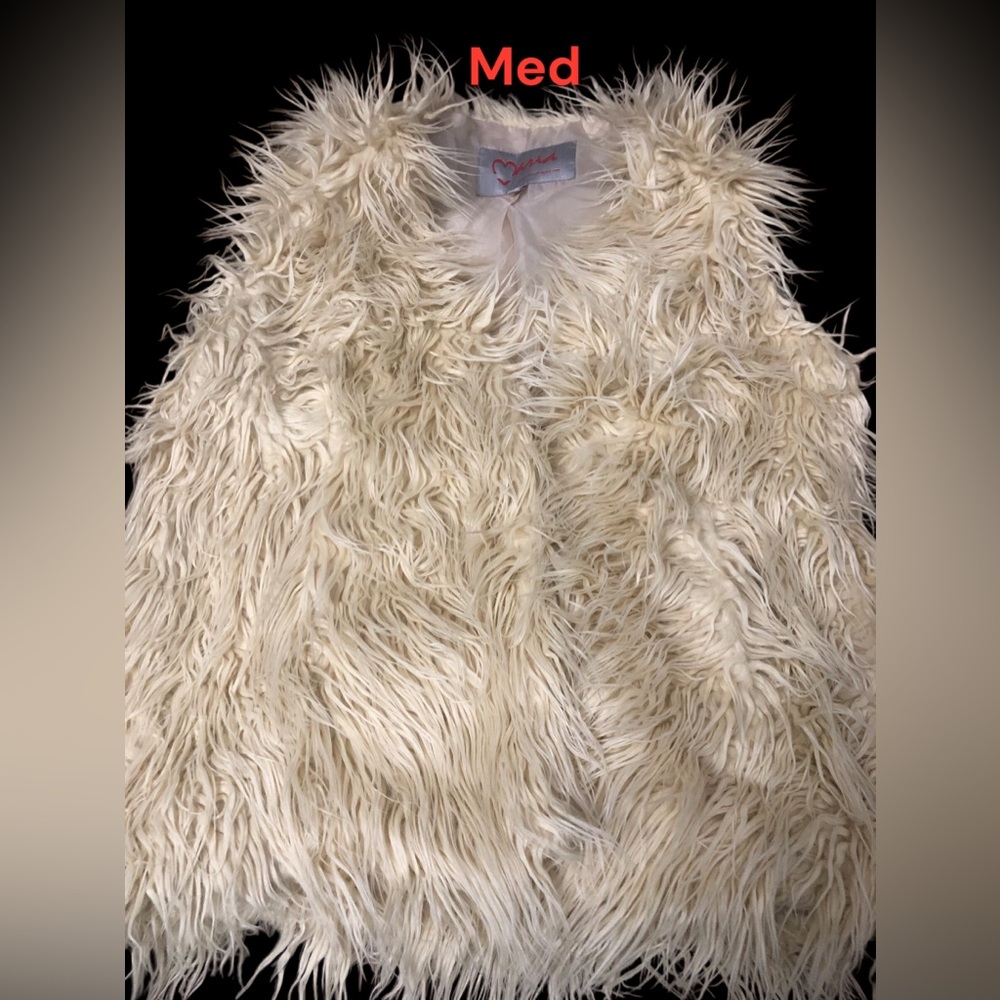 Maria Dionisiou Faux Fur Vest Ivory Med